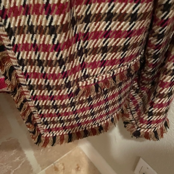 Anne Klein Fall Houndstooth Satin lined fringe trim Blazer Old Money Career 14 - Picture 10 of 10